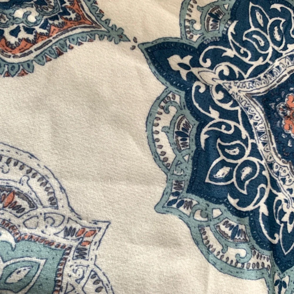Mainstays Blue Boho floral larShower Curtain 72x71 Medallion Mink Velvet‎ large